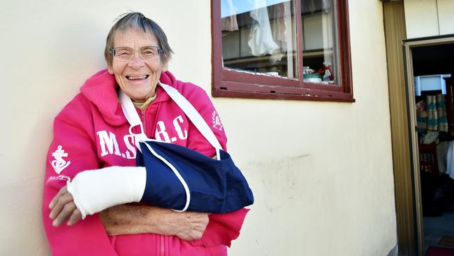 Rugby stalwart Jan Tricker is back at home after her frightening injury, Picture: Troy Snook