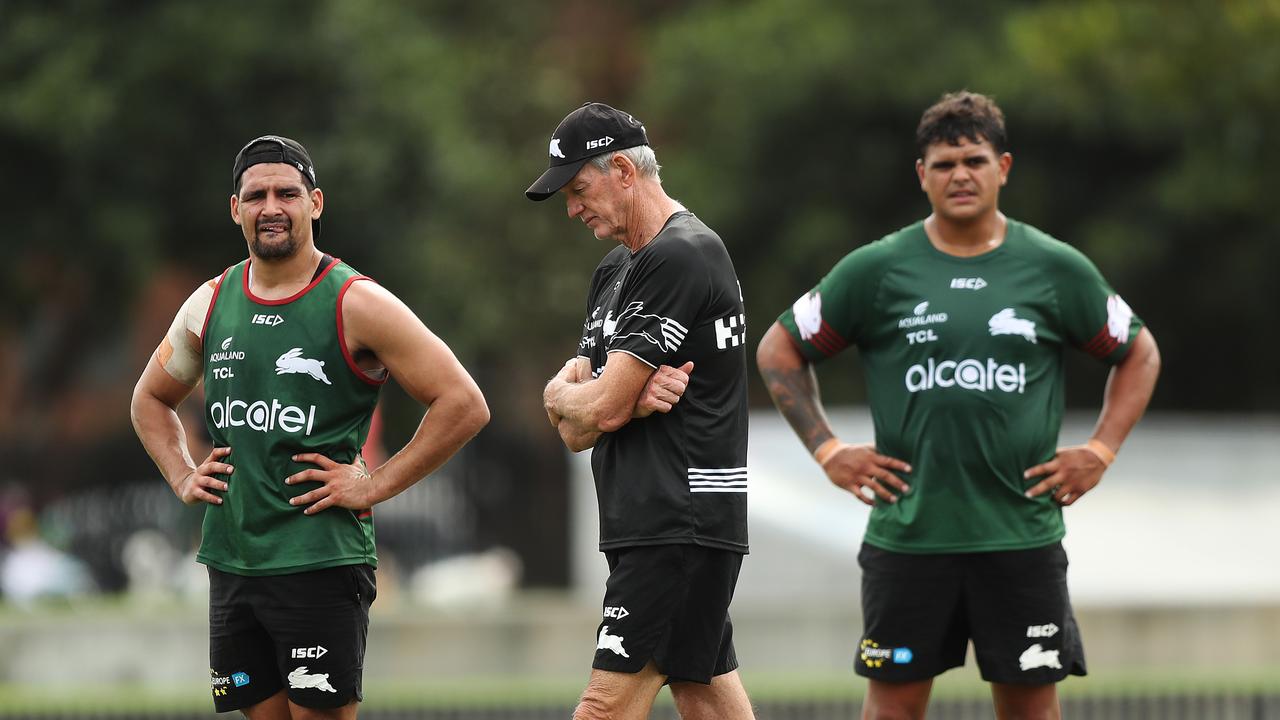 Wayne Bennett is back to mentor superstars Cody Walker and Latrell Mitchell. Picture: Brett Costello