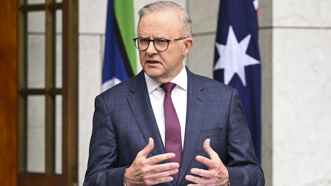 Donald Trump’s smashing victory is not only a resounding wake-up call to the woke, it is a strident warning for Prime Minister Anthony Albanese. Picture: NewsWire/Martin Ollman