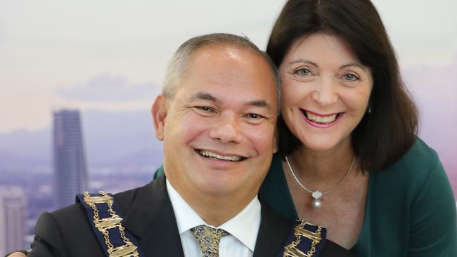 Gold Coast Mayor Tom Tate with wife Ruth. Picture: Glenn Hampson