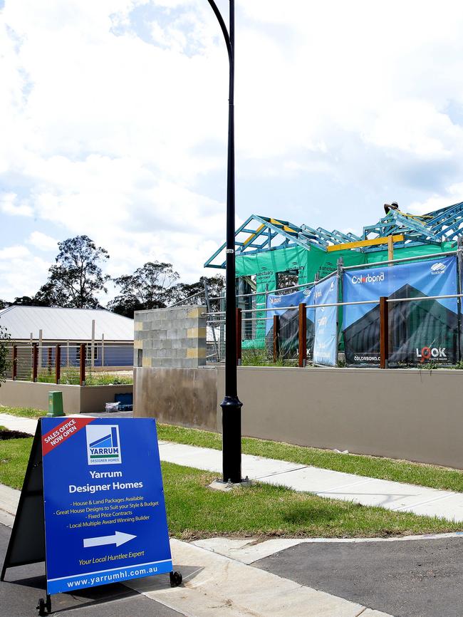 A house under construction at Huntlee. Picture by Peter Lorimer.