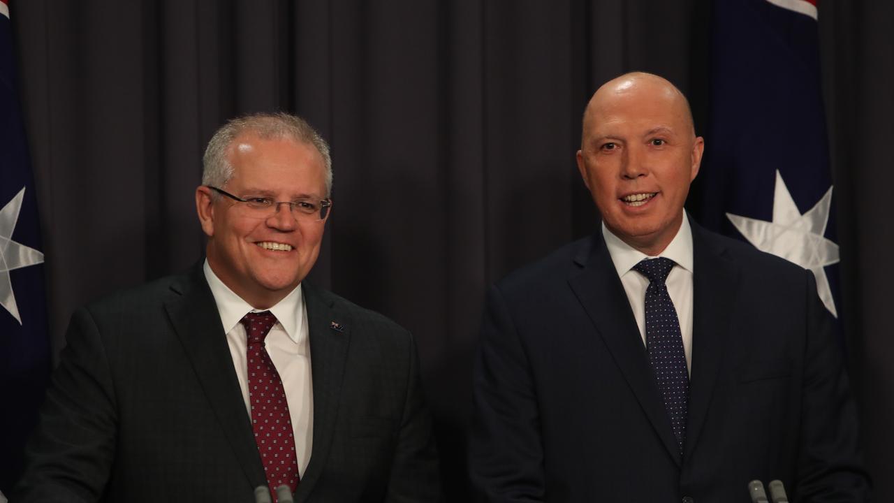 PM Scott Morrison and Home Affairs Minister Peter Dutton. Picture Kym Smith