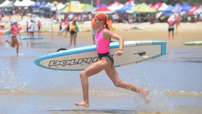 Action from the Queensland Youth Surf Life Saving Championships on February 17.