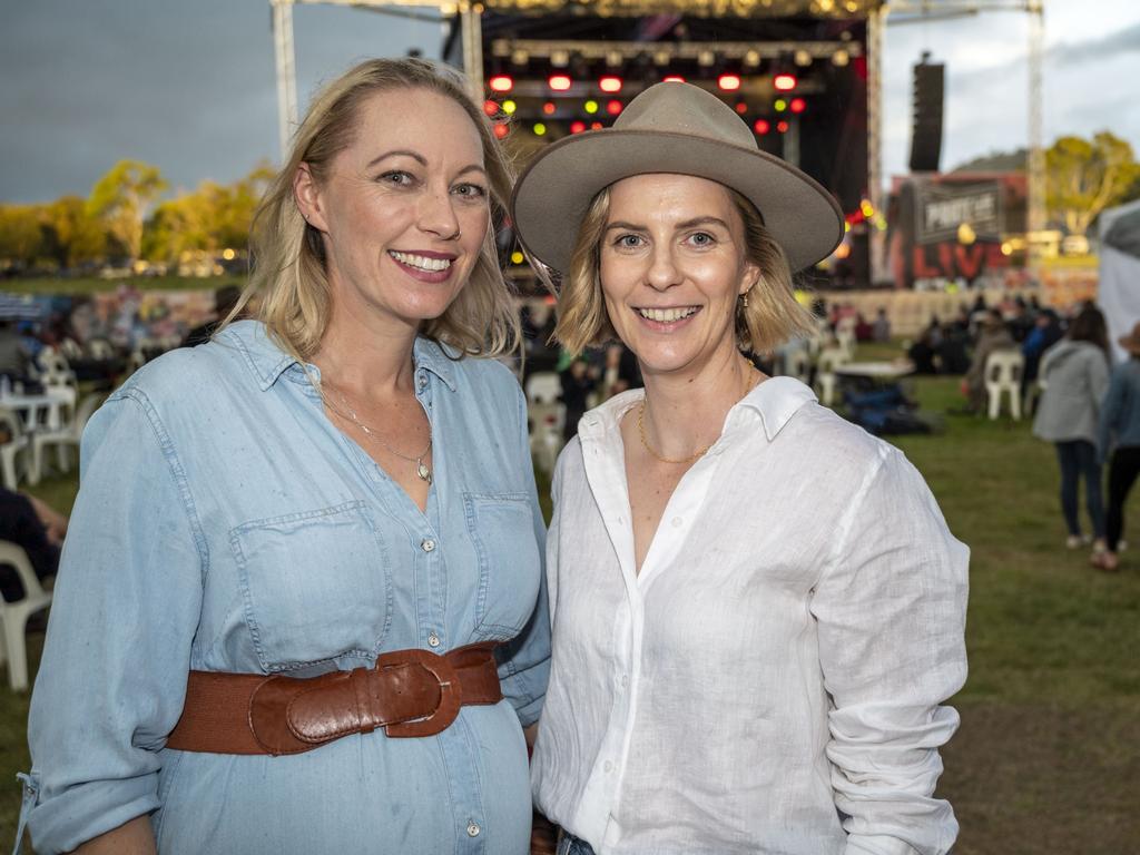 Rhiannon Howard-Smith (left) and Gemma Thursfield at Meatstock, Toowoomba Showgrounds. Saturday, April 9, 2022. Picture: Nev Madsen.