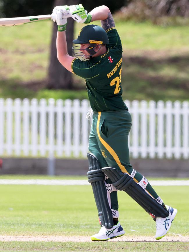 Northcote’s Jonty Rushton batting. Picture: George Sal