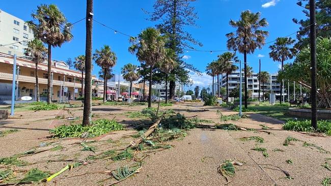 The main Port Macquarie esplanade in disarray.