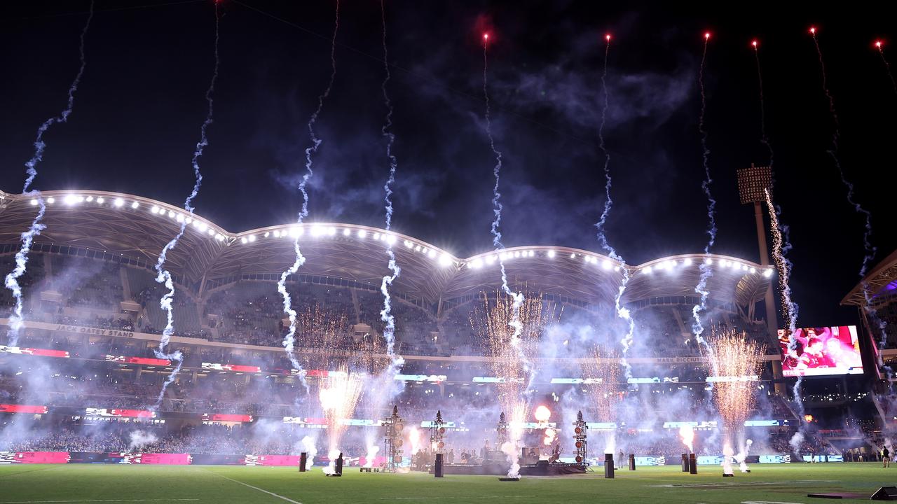 The Living End rocked Adelaide Oval ahead of Game I. (Photo by Cameron Spencer/Getty Images)