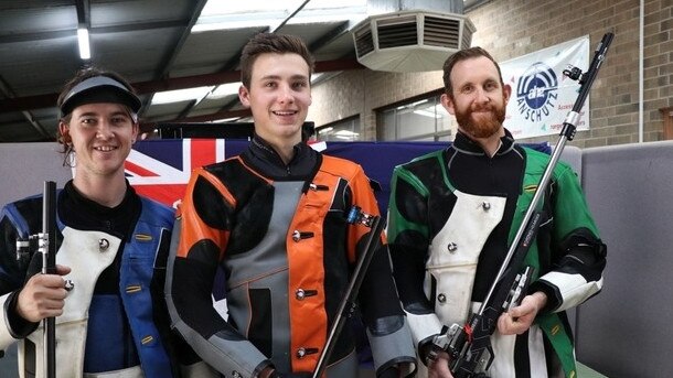 Olympic shooting athletes bound for Tokyo: Jack Rossiter, Alex Hoberg and Dane Sampson. Picture: Shooting Australia