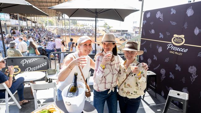 Mount Isa Rodeo 2024 - Louise Hayes, Sharon Burke and Rachel Birgen at the Mount Isa Rodeo. Picture by Luke Marsden. - Photo Supplied