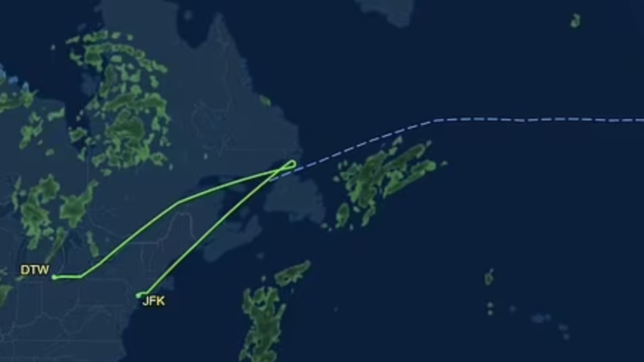 It was travelling from Detroit before it had to make an emergency landing at JFK Airport. Picture: FlightAware