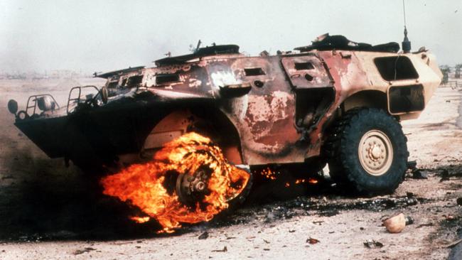 Iraqi vehicle damaged in the fighting during Operation Desert Storm in 1991.