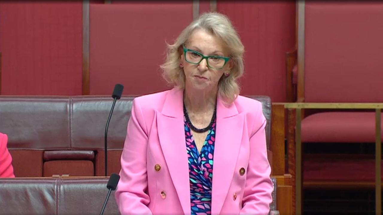 Tasmanian Labor Senator Helen Polley did not comment directly on the bullying allegations during her speech. Picture: Australia Parliament House Senate Live Stream.