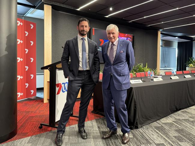 Ryan Stokes and Kerry Stokes at the Seven West Media AGM on Thursday, November 7. Picture: Joseph Lam