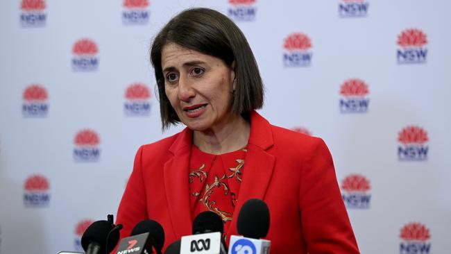 NSW Premier Gladys Berejiklian speaks to the media after the national cabinet meeting. Picture: NCA NewsWire/Bianca De Marchi