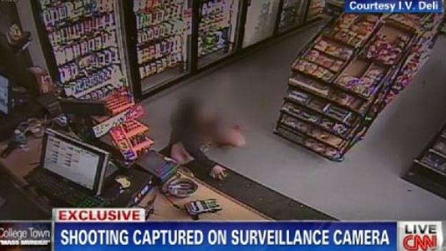 Chilling: Video of moment student Eliott Rodger begins shooting in a deli.