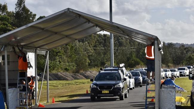 A QML Pathology drive-through Covid-19 testing clinic has been set up at the Cavanbah Centre on Ewingsdale Road, in Byron Bay, after a case was detected on the Northern Rivers. Picture: News Regional Media