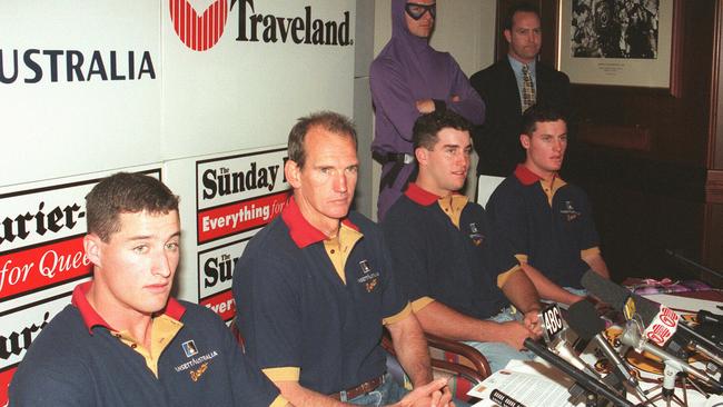 The Walker brothers with Wayne Bennett after signing with the Broncos.