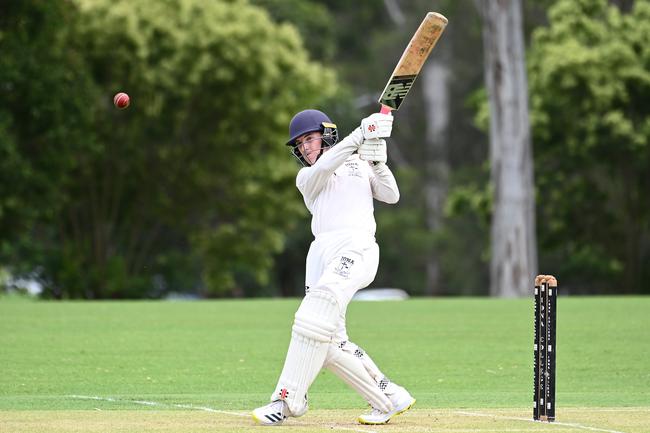 Iona batsman Joshua Ritchie AIC First XI cricket game. Padua V Iona Saturday February 24, 2024. Picture, John Gass