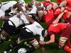 Fiji's and England's players vie in a scrum during a Pool A match of the 2015 Rugby World Cup between England and Fiji at Twickenham stadium in south west London on September 18, 2015. AFP PHOTO / GABRIEL BOUYS RESTRICTED TO EDITORIAL USE, NO USE IN LIVE MATCH TRACKING SERVICES, TO BE USED AS NON-SEQUENTIAL STILLS