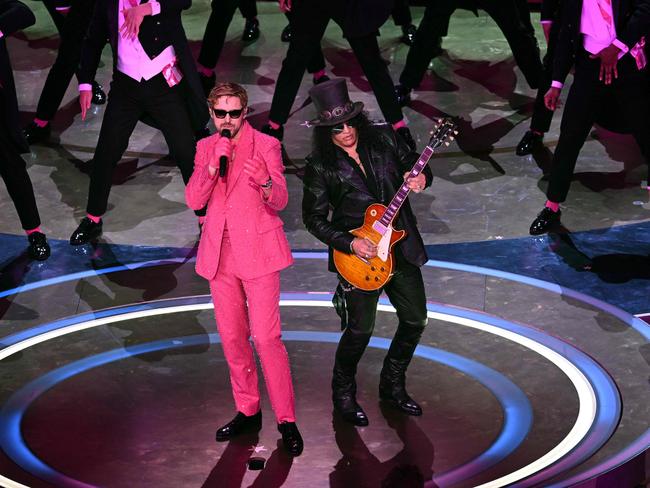 British-US musician Slash joined Gosling on stage for a ripping performance. Picture: AFP