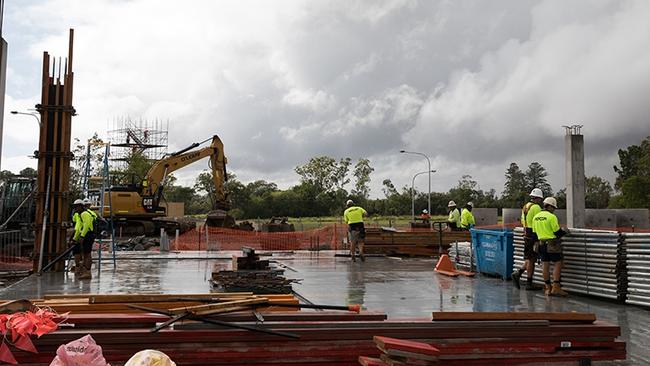 USC Moreton Bay foundation building slab work under way.