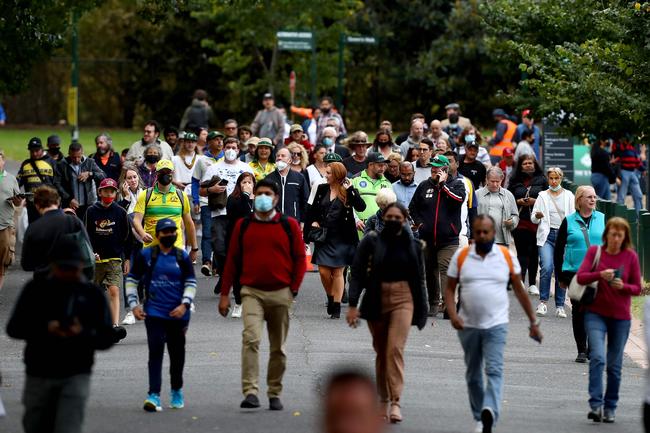 Thousands attend the MCG for the Shane Warne Memorial service. Picture: Jason Edwards