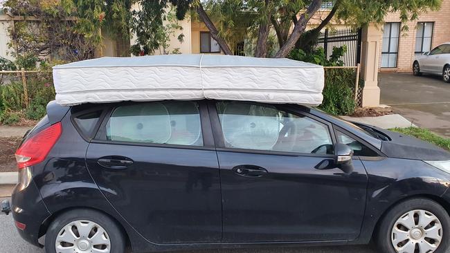 Man fined for strapping mattress to roof at Woodville Park. Picture: SA Police