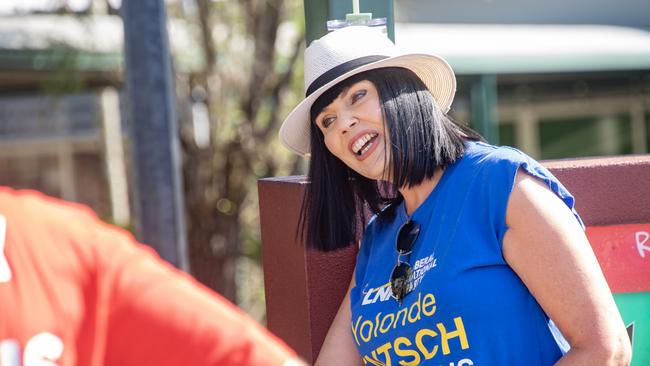 Ms Entsch greeting voters at the Whitfield booth. Picture: Brian Cassey