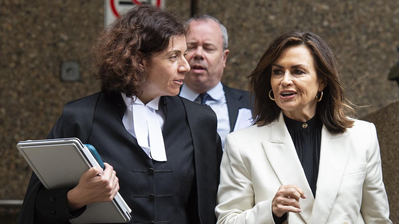 Lisa Wilkinson pictured exiting Federal Court with her lawyer Sue Chrysanthou SC. Picture: NCA NewsWire / Monique Harmer