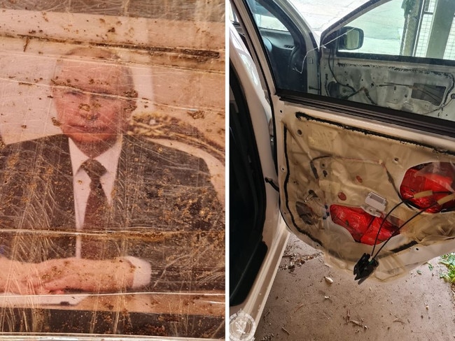 Nearly $20m worth of drugs branded with Russian President Vladimir Putin’s face have been found in door cavities of a car. Picture: NSW Police.