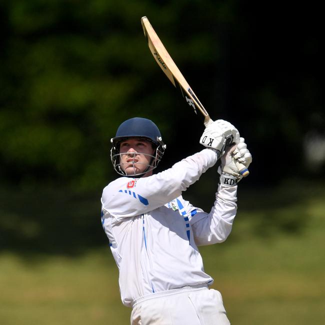 Action shots of the first day of the semi-final Townsville A Grade cricket match between Wests and Brothers at Riverway Stadium. Brothers Craig McElligott clubs a boundary. Picture: Evan Morgan