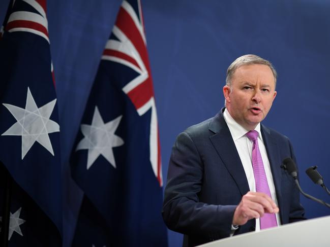 Labor leadership contender and member for Grayndler Anthony Albanese speaks to the media in Sydney, Monday, May 27, 2019. Albanese is currently running unopposed for the Labor leadership after Jim Chalmers announced he would not run. (AAP Image/Joel Carrett) NO ARCHIVING