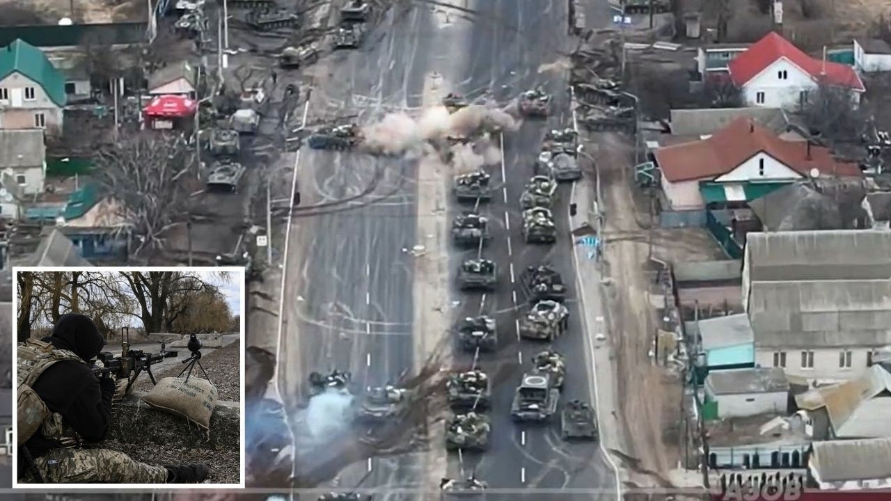 Un convoi russe pris dans une embuscade ukrainienne alors qu’il se rendait à Kiev |  vidéo