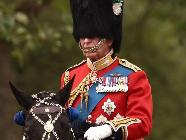 Britain's King Charles III rides his horse as he parades during Trooping the Colour last year. Picture: AFP