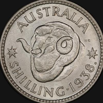 Australian 1938 Shilling with merino ram from Uardry property on the coin. Web grab.