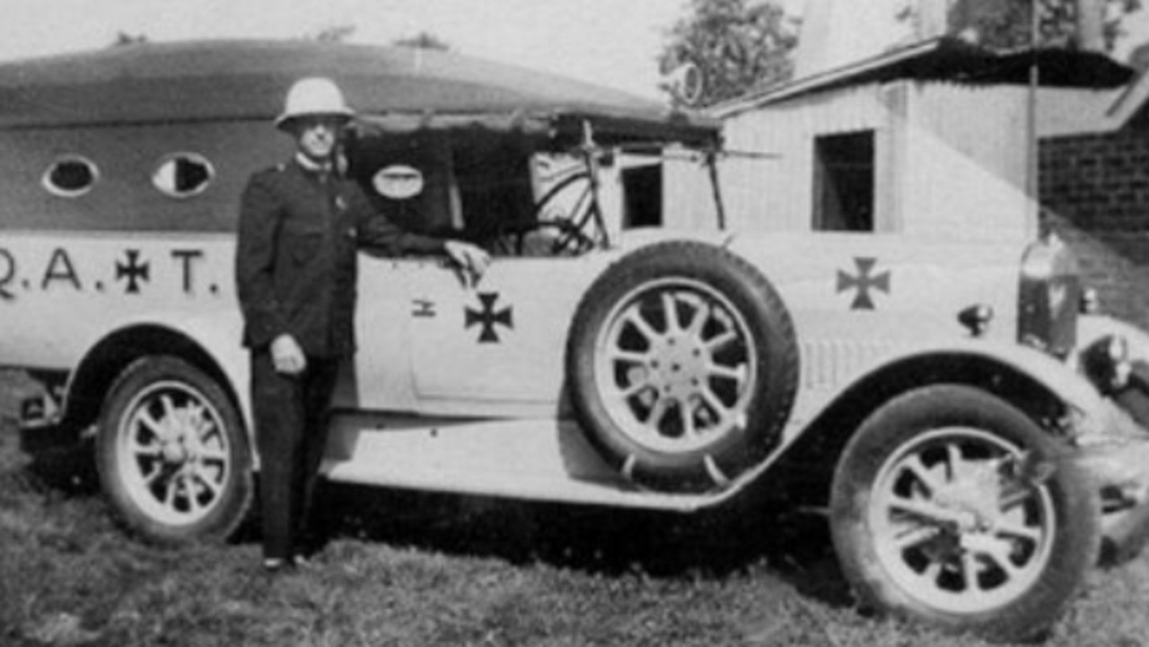 Superintendent Edgar Von Alpen, pictured with a Buick Ambulance vehicle, died in the line of service during the historic 1927 Ingham flood disaster. Picture: Supplied