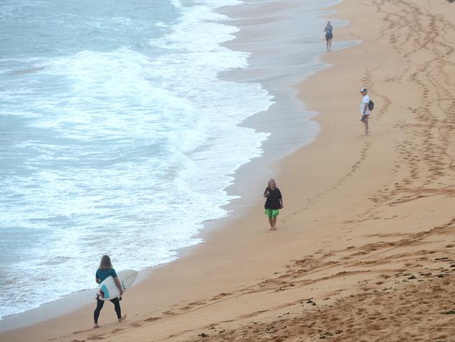 A near-empty Avalon Beach on Monday morning. Picture: Jeremy Piper