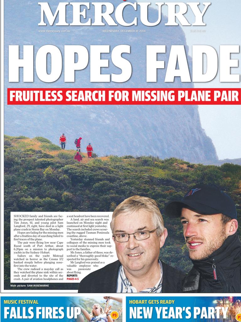 In December 2014, pilot Sam Longford and photographer Tim Jones died when the plane they were flying crashed into the sea near Cape Raoul on the Tasman Peninsula. A number of yachts in the Sydney to Hobart race diverted to offer assistance after seeing the plane go down.