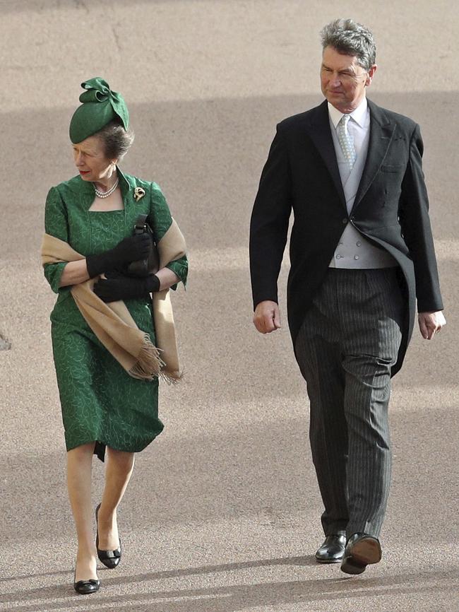 Princess Anne and Timothy Laurence arrive. Picture: AP