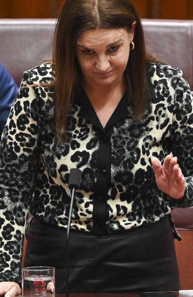 CANBERRA, AUSTRALIA, NewsWire Photos. NOVEMBER 8, 2023: Senator Jacqui Lambie during Question Time in the Senate at Parliament House in Canberra. Picture: NCA NewsWire / Martin Ollman