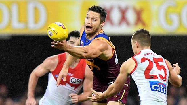 Stefan Martin managed a season-high 58 hit outs against Sydney. Picture: Bradley Kanaris/Getty Images)