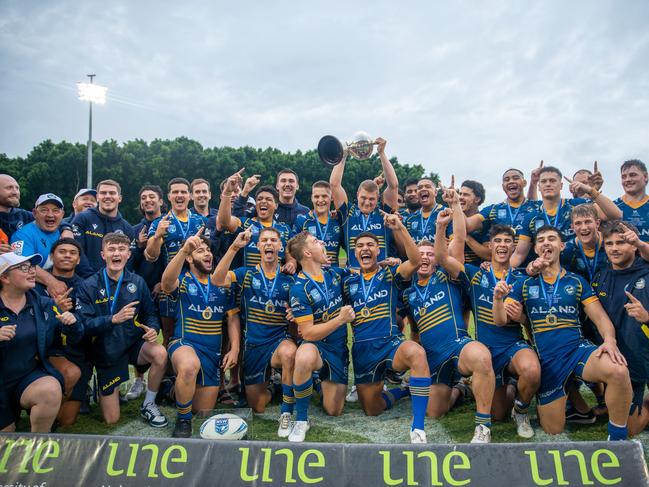 Parramatta celebrates its win in the SG Ball Cup last year. Picture: Thomas Lisson