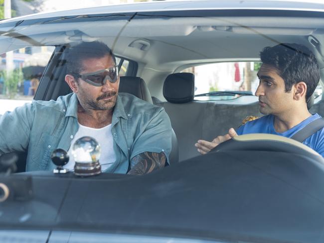 Dave Bautista and Kumail Nanjiani in Stuber.