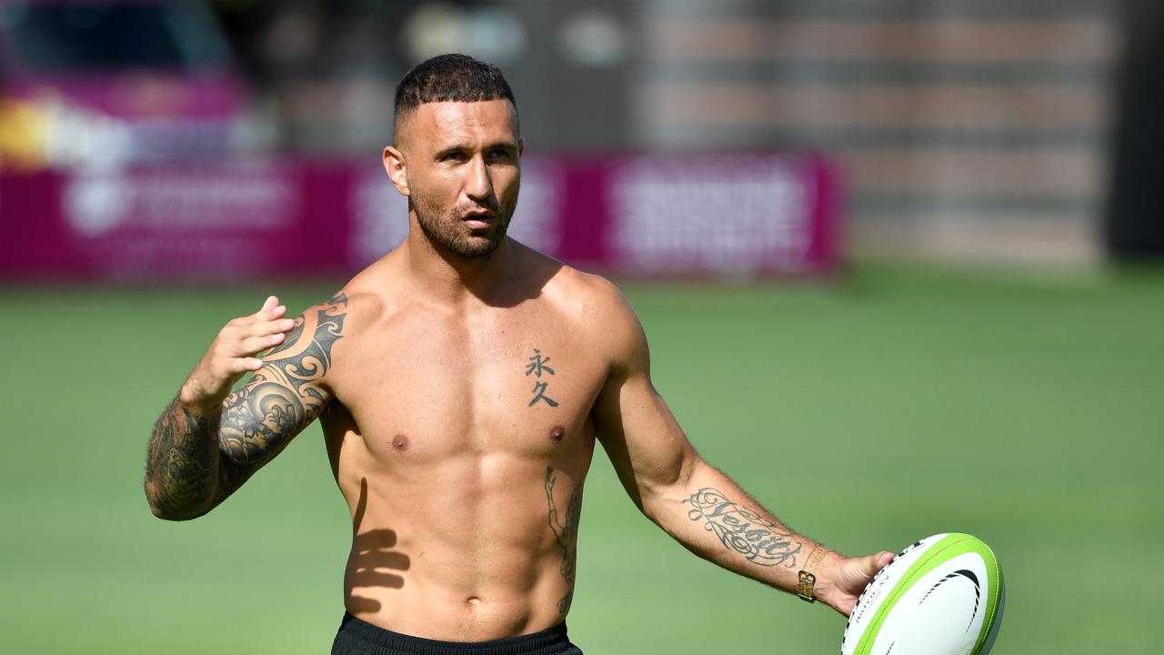 Former Wallabies player Quade Cooper putting in the work. AAP Image/Darren England.