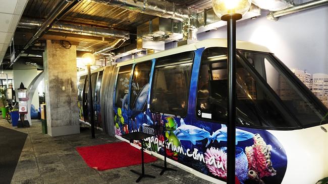 A Sydney Monorail carriage acts as a video conference and meeting room. Picture: John Appleyard