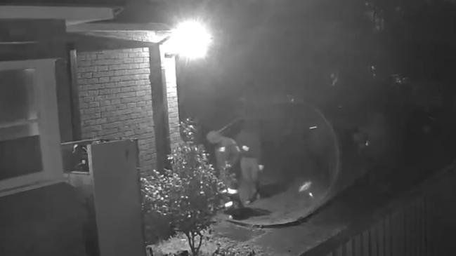 The group of five men were caught on CCTV slinking into the home in Chester Hill. Picture: 9 News