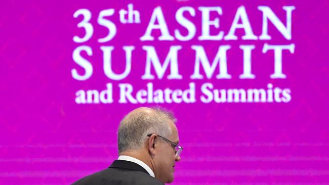 Australian Prime Minister Scott Morrison arrives during a family picture at the 14th East Asia Summit in Bangkok, Thailand, last November.