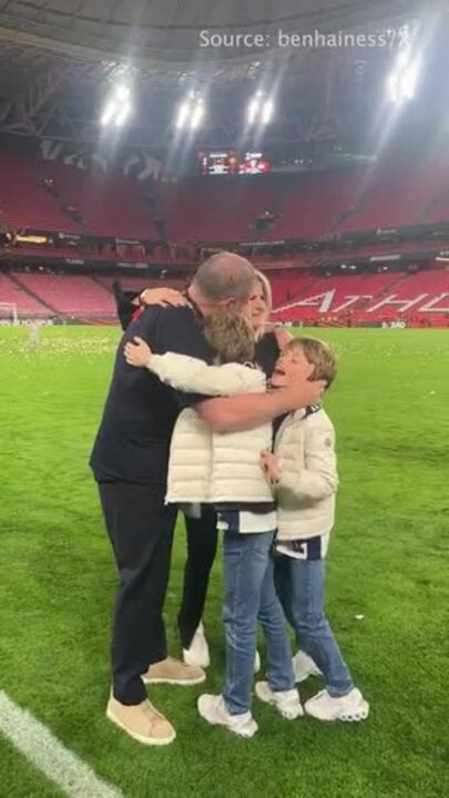 Postecoglou celebrates Europa win with family