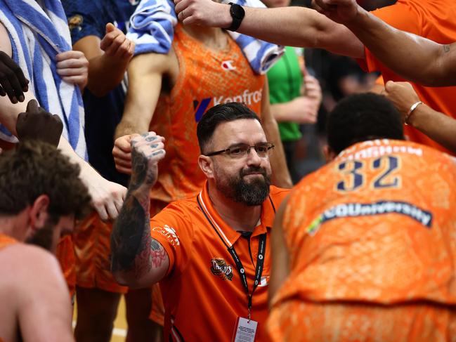 Adam Forde head coach of the Taipans during the 2024 NBL Blitz match between Cairns Taipans and Perth Wildcats at Gold Coast Sports and Leisure Centre on September 12, 2024 in Gold Coast, Australia. (Photo by Chris Hyde/Getty Images)