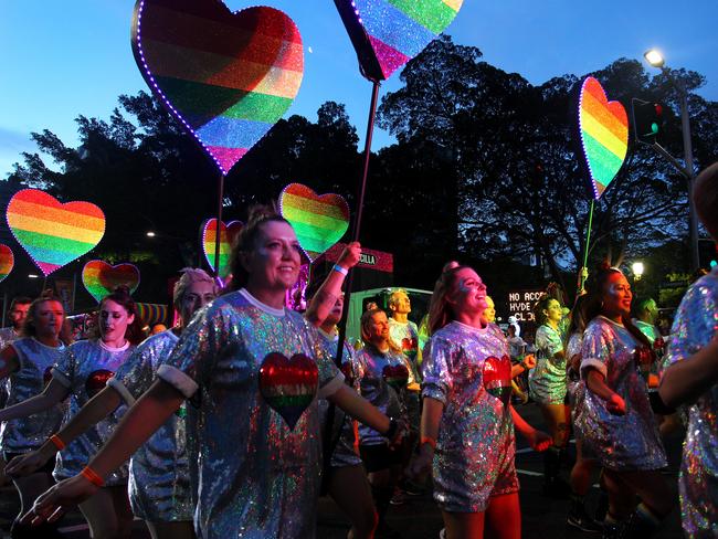 The Sydney Mardi Gras parade began in 1978 as a march and commemoration of the 1969 Stonewall Riots of New York. It is an annual event promoting awareness of gay, lesbian, bisexual and transgender issues and themes. Picture: Getty